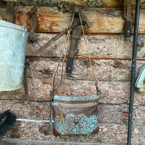 MYRA BAG AZURE AESTHETIC LEATHER & HAIR ON